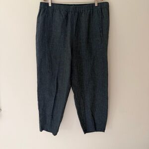 Eileen Fisher Linen Pants Organic Pull On Relaxed Size XL Coastal Quiet Luxury